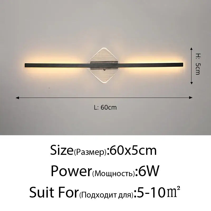 Modern black and clear acrylic decorbites led mirror wall lamp with diamond-shaped central design for minimalist decor