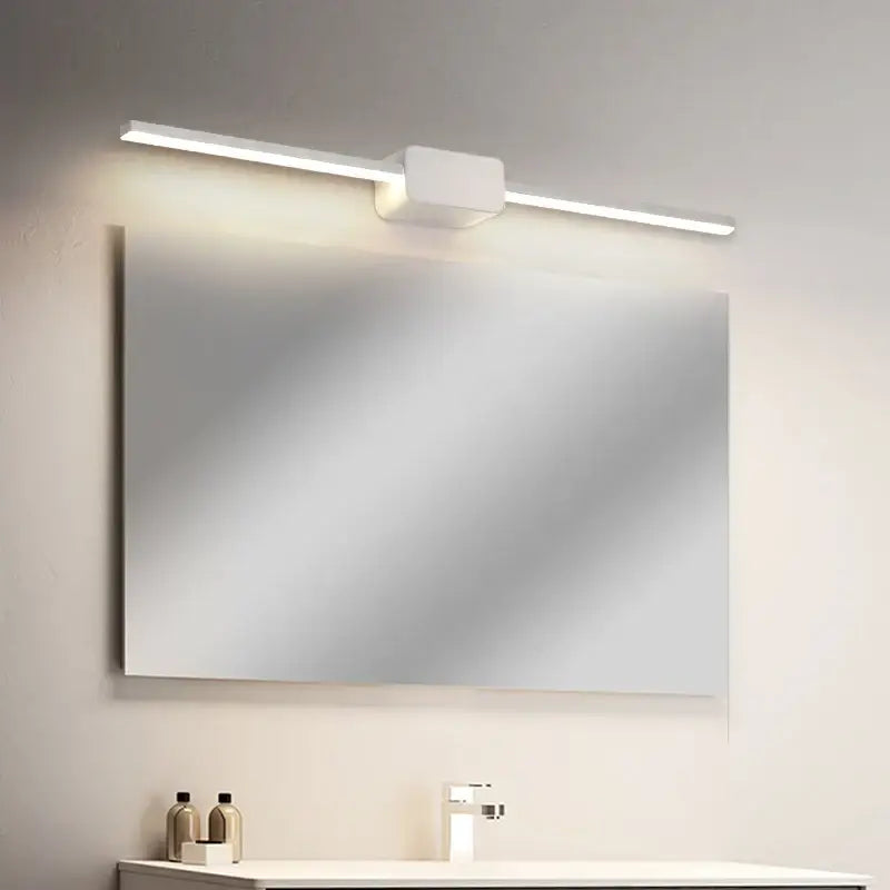 Modern white decorbites led mirror wall sconces with sleek rectangular design and integrated lamp for bathroom and kitchen use