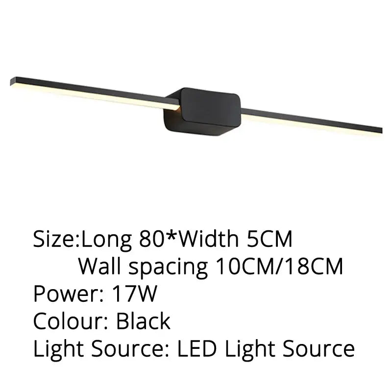 Black decorbites led mirror wall sconces featuring sleek modern led mirror wall design with two horizontal bars