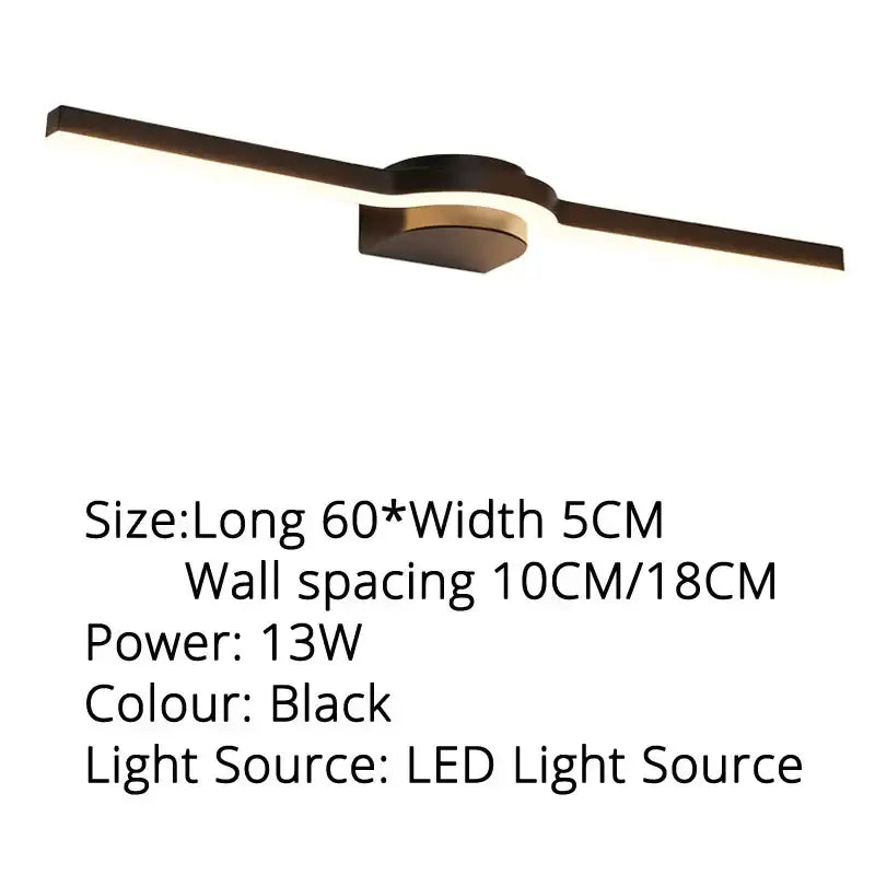 Black modern led ceiling light with sleek minimalist design featuring two elongated arms by decorbites led mirror wall sconces