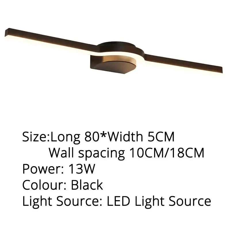 Black modern decorbites led mirror wall sconces with sleek minimalist arms for bathroom and kitchen lighting