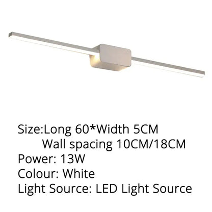 White DecorBites led mirror wall sconces with sleek modern design featuring two bars for bathroom and dressing table use