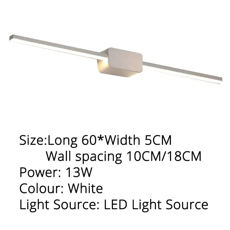 White DecorBites led mirror wall sconces with sleek modern design featuring two bars for bathroom and dressing table use