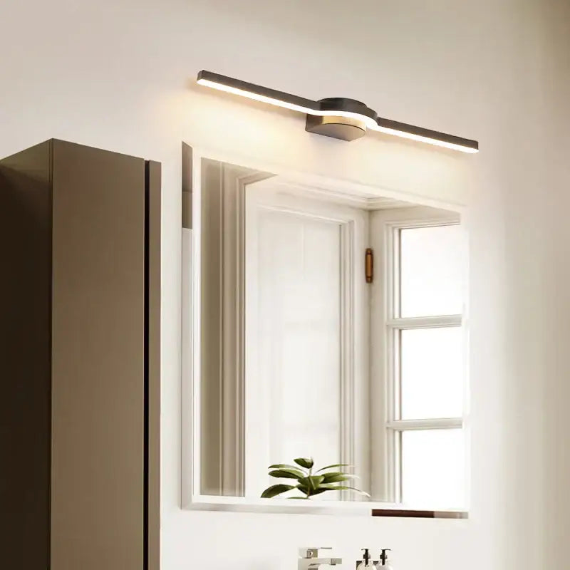 Modern minimalist decorbites led mirror with sleek rectangular frame and integrated led mirror wall sconces for bathroom use