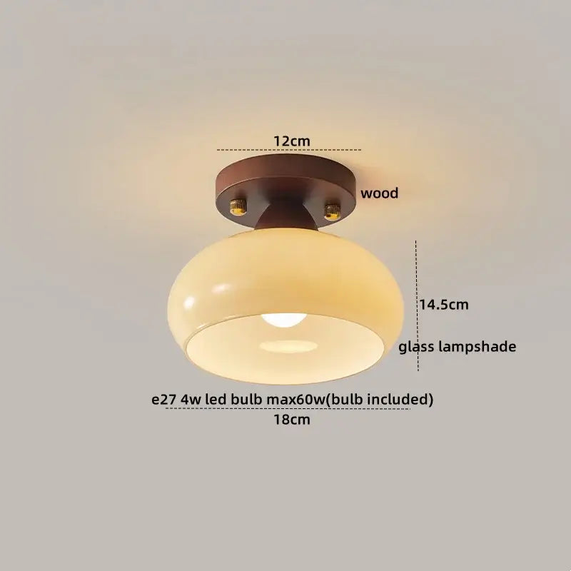 Warm-toned glass lampshade with dark wood ceiling mount in decorbites led modern ceiling light for living room balcony