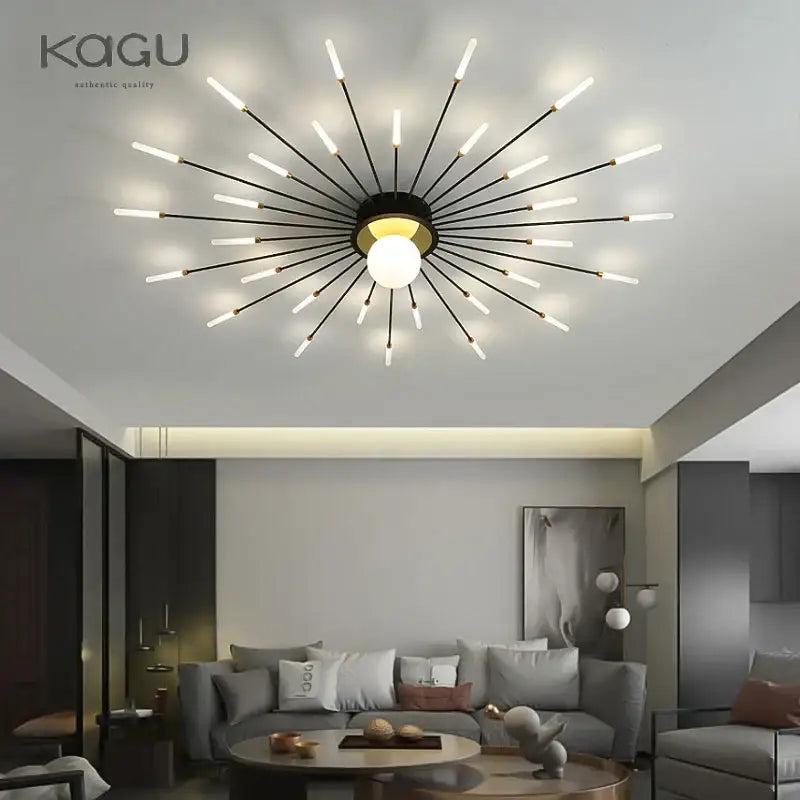 Decorbites™ led modern ceiling lights with black and gold starburst design for bedroom hall and living room lighting
