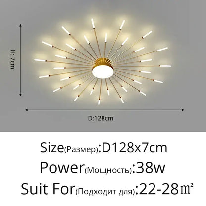 Gold-toned DecorBites™ LED modern ceiling light with central fixture and white LED bulbs for bedroom hall and living room