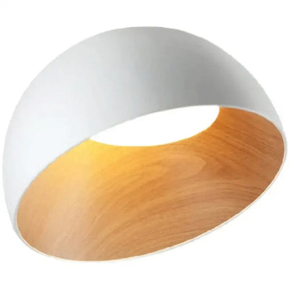 DecorBites™ LED modern chandelier ceiling lamp with sleek white exterior and warm wood-grain interior for living spaces