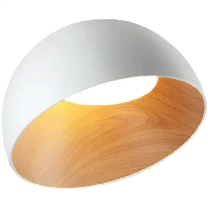 DecorBites™ LED modern chandelier ceiling lamp with sleek white exterior and warm wood-grain interior for living spaces