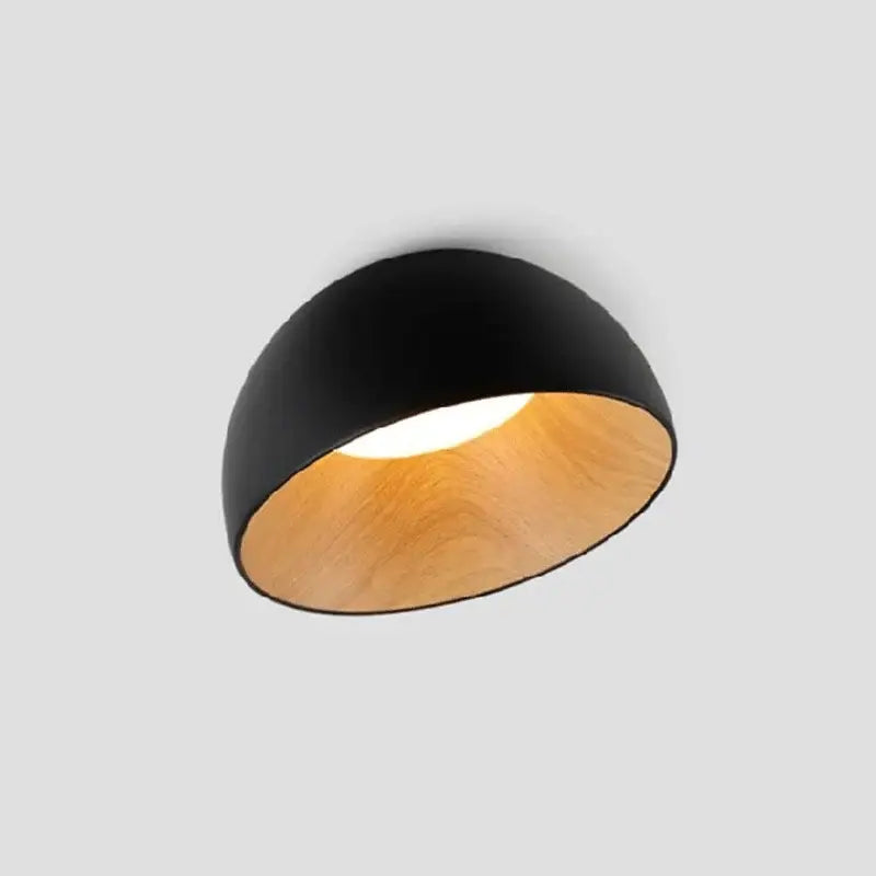 Black and wood-toned dome-shaped decorbites led modern ceiling lamp suitable for bedroom living room and hallway lighting