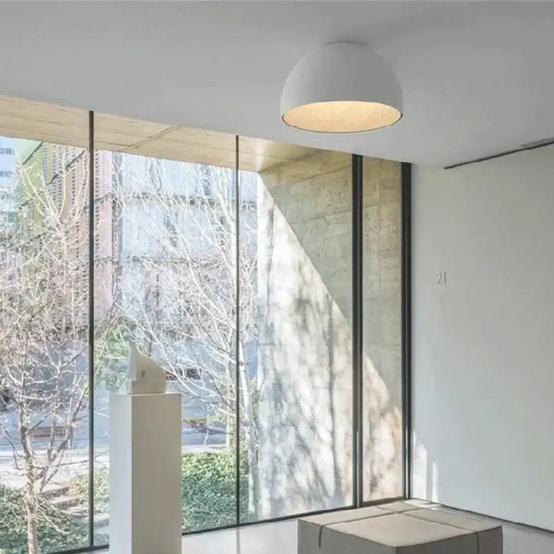 A sleek white dome-shaped decorbites led modern chandelier ceiling lamp with warm glow for bedroom living room and hallway