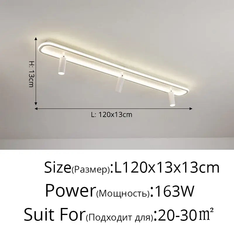Modern chandelier decorbites led modern white ceiling light with sleek elongated design and three adjustable spotlights