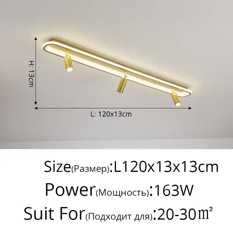 Gold-colored decorbites led modern chandelier with three adjustable spotlights for indoor living room lighting