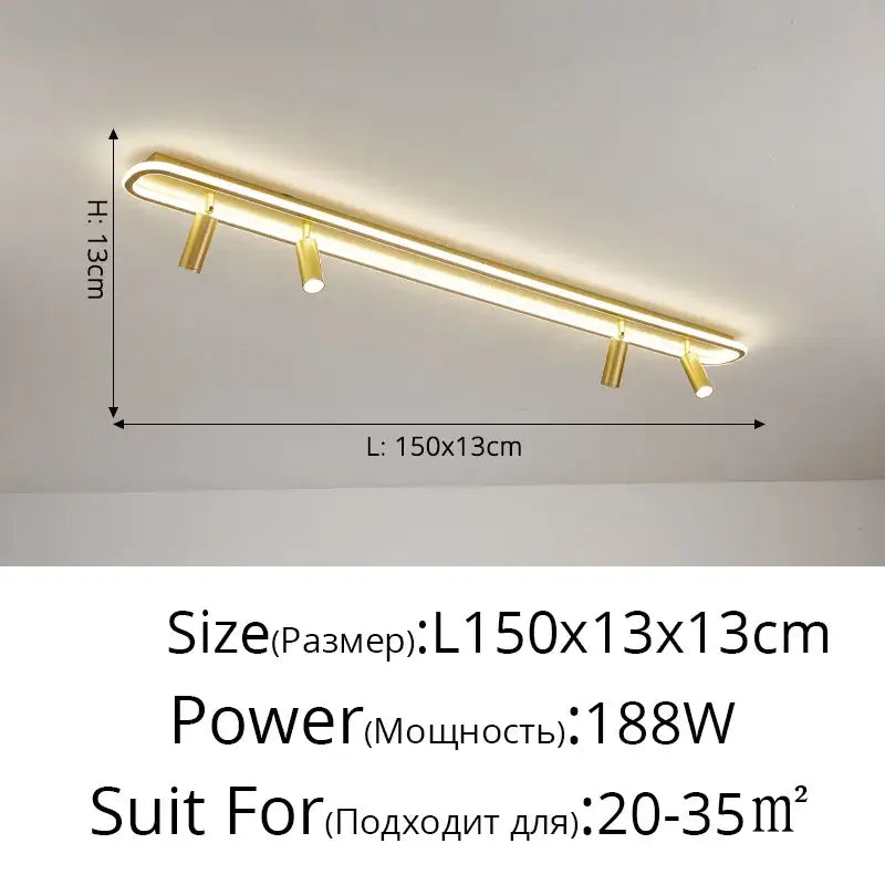 Gold-finished decorbites led modern chandelier with three adjustable spotlights for living room or bedroom lighting