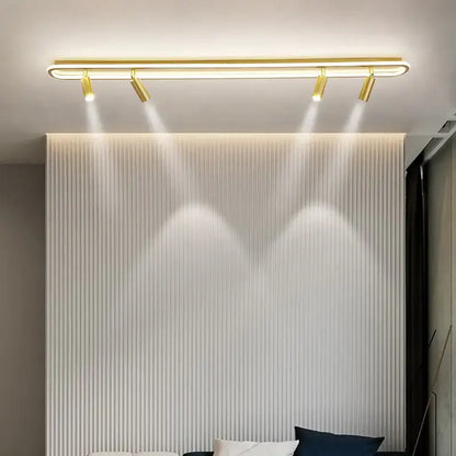 DecorBites™ LED modern chandelier gold-finished track lighting with four adjustable spotlights for indoor use