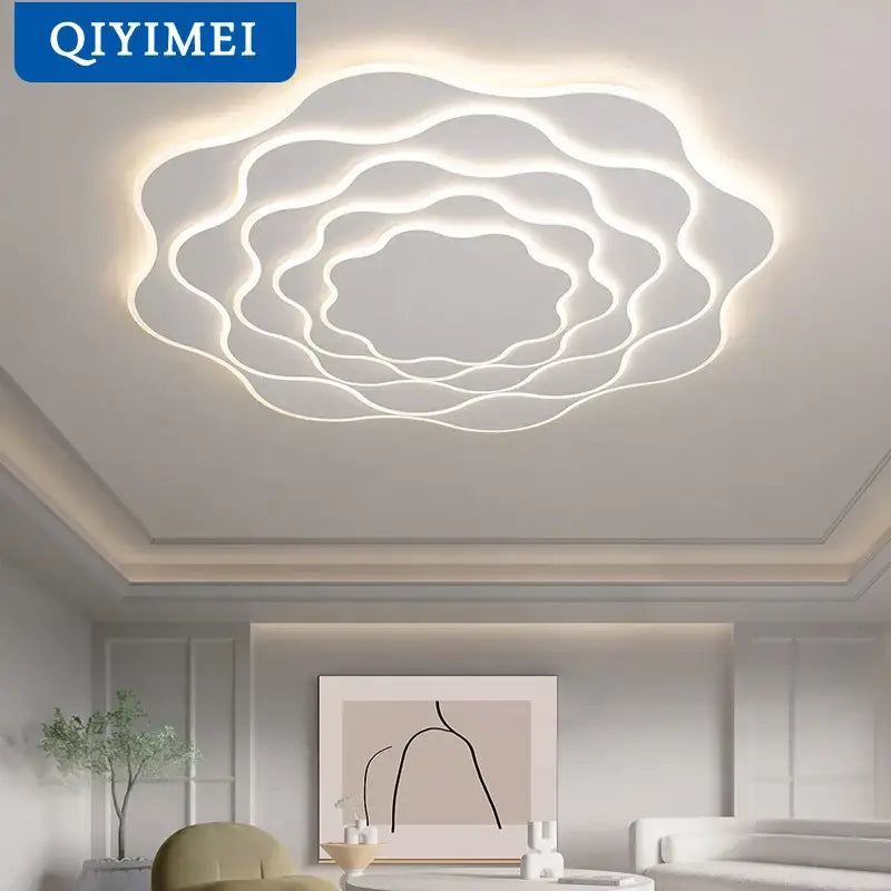 Decorbites led modern white ceiling light with layered cloud design and soft glowing edges for home decor lighting
