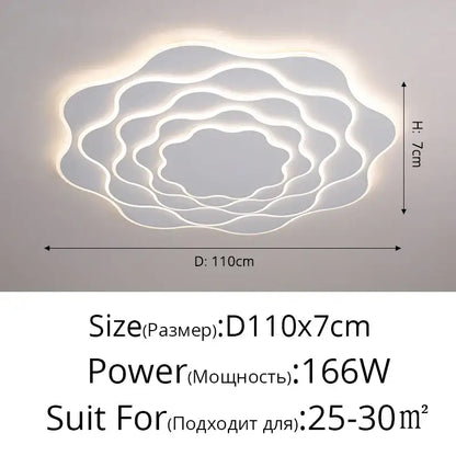 DecorBites LED modern ceiling light with sleek white layered cloud design and soft glowing illumination for home decor
