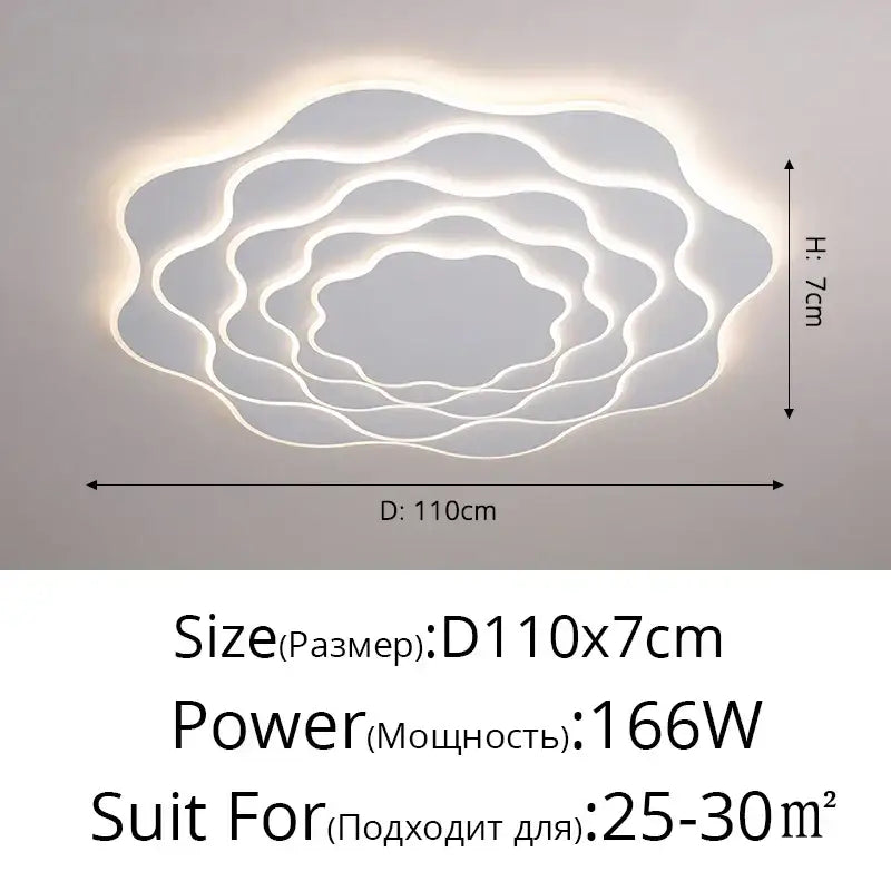 DecorBites LED modern ceiling light with sleek white layered cloud design and soft glowing illumination for home decor