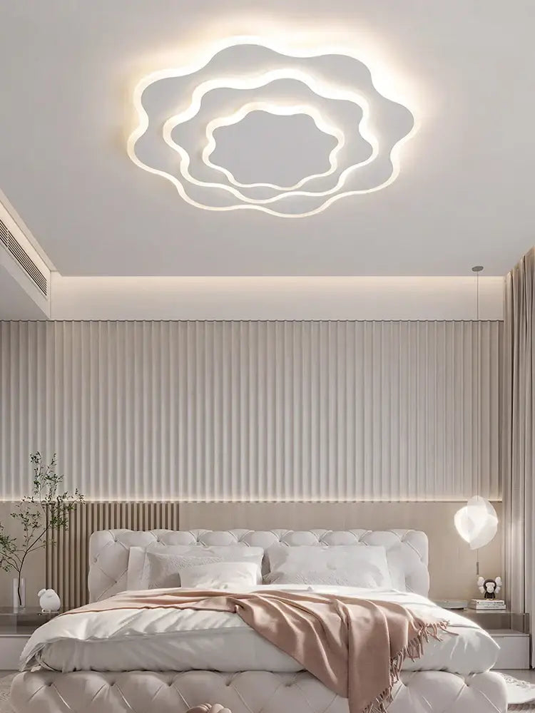 Decorbites led modern cloud-shaped ceiling light with sleek white finish and layered led rings for home decor lighting