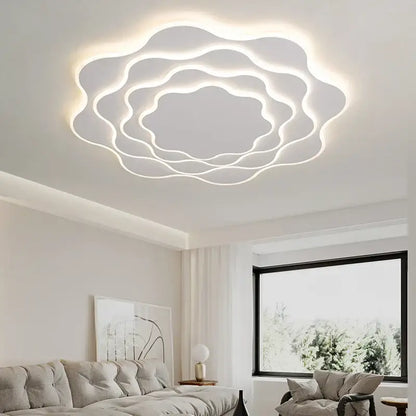 Modern white decorbites led chandelier with layered cloud like design for stylish home decor and lighting settings