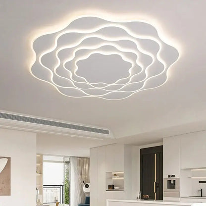 Modern white led ceiling light with concentric wavy rings from decorbites led modern chandeliers for home decor