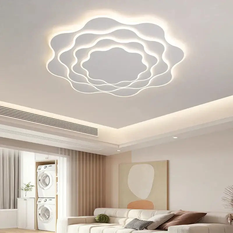 Modern white led ceiling light with layered cloud-like design by decorbites led modern for home decor and lighting settings