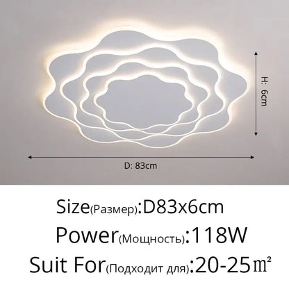 Modern white led ceiling light with concentric wavy rings and glowing illumination from decorbites led modern home decor collection