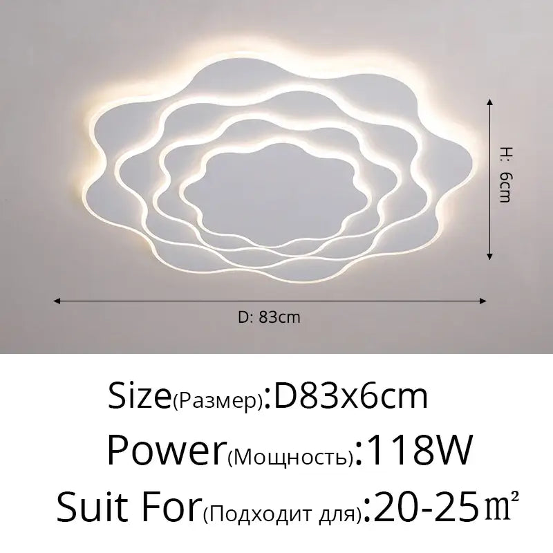 Modern white led ceiling light with concentric wavy rings and glowing illumination from decorbites led modern home decor collection