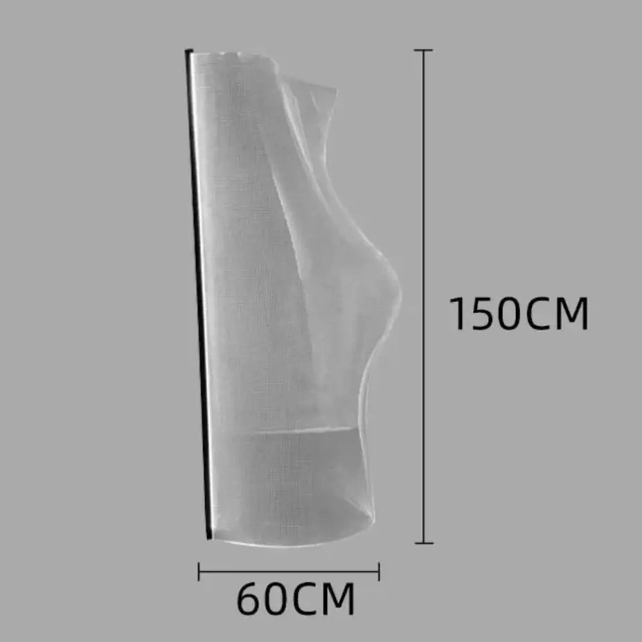 Transparent sheer mesh curtain 150cm by 60cm with flowing drape complementing decorbites led modern floor lamp