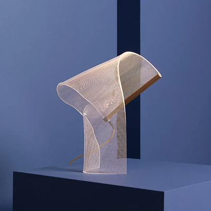 DecorBites LED modern floor lamp with a gold-toned metal frame and translucent mesh shade for living room decor