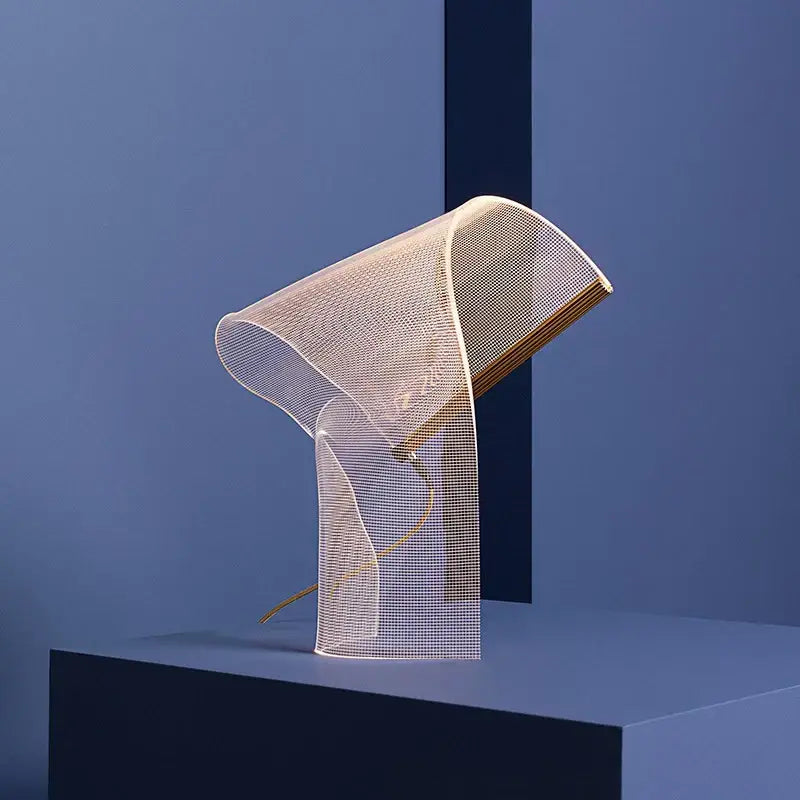 DecorBites LED modern floor lamp with a gold-toned metal frame and translucent mesh shade for living room decor
