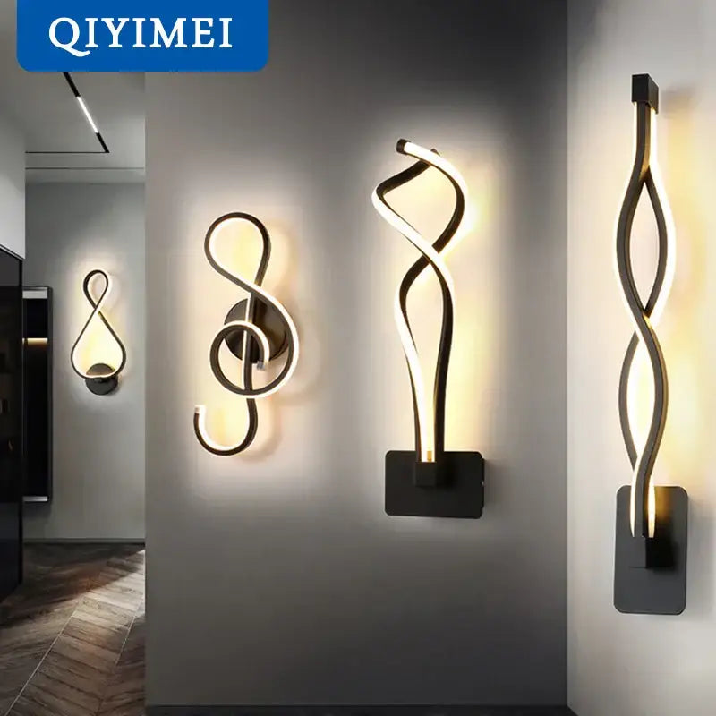 DecorBites led modern wall lamp with sleek twisted black and gold finishes for bedroom and living room lighting