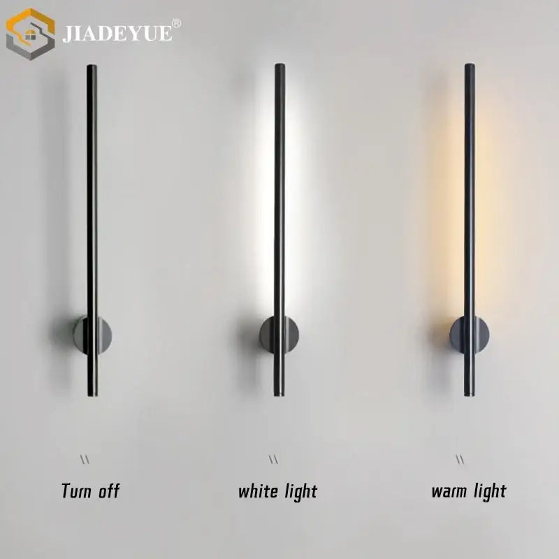 DecorBites LED modern wall lamp in sleek black metal with adjustable white and warm tone lighting for bedroom and living room decor