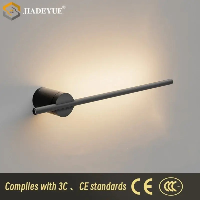 Modern black matte-finished decorbites led modern wall lamp with cylindrical base and built-in switch for bedroom decor