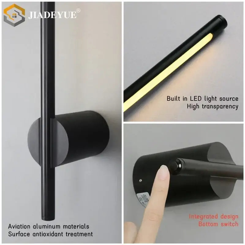 Black decorbites led modern wall lamp with sleek cylindrical design and aviation aluminum for bedroom decor