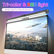 Decorbites led monitor bar light desk lamp with tri-color rgb lighting and sleek black finish for office and gaming setups