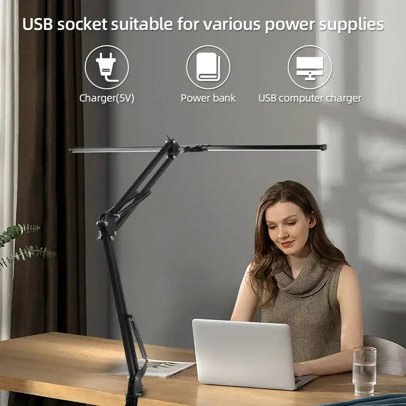Black adjustable desk lamp with articulated arm and sleek metallic finish decorbites led monitor desk lamp with usb dimming