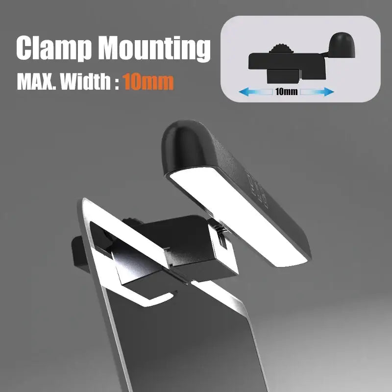 Black clamp-mounted decorbites led monitor screen light bar with adjustable brightness and sleek modern design