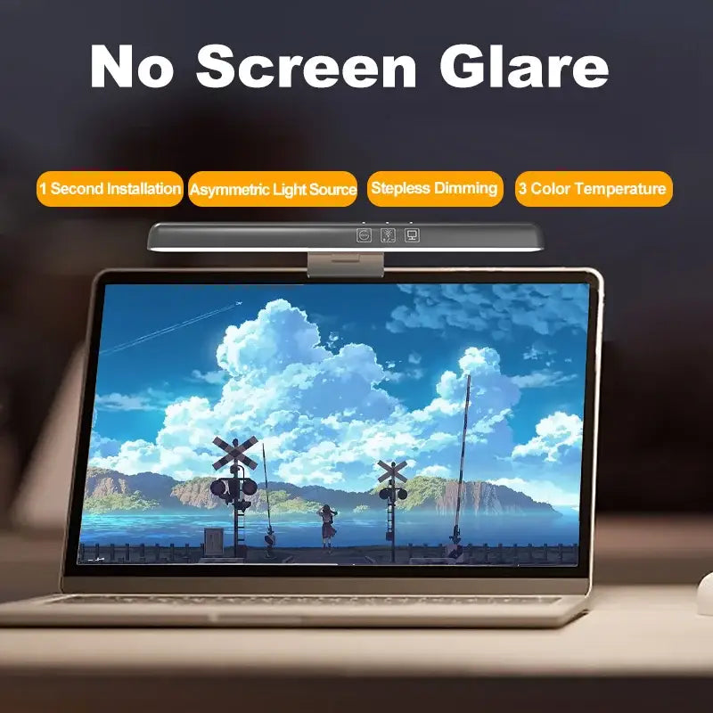 Silver DecorBites LED monitor screen light bar with sleek minimalist design and adjustable stepless dimming features