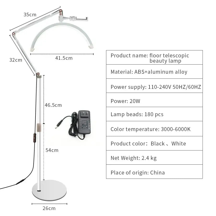 Black and white decorbites led moon floor lamp with abs and aluminum alloy for eyebrow tattoo and eyelash extensions