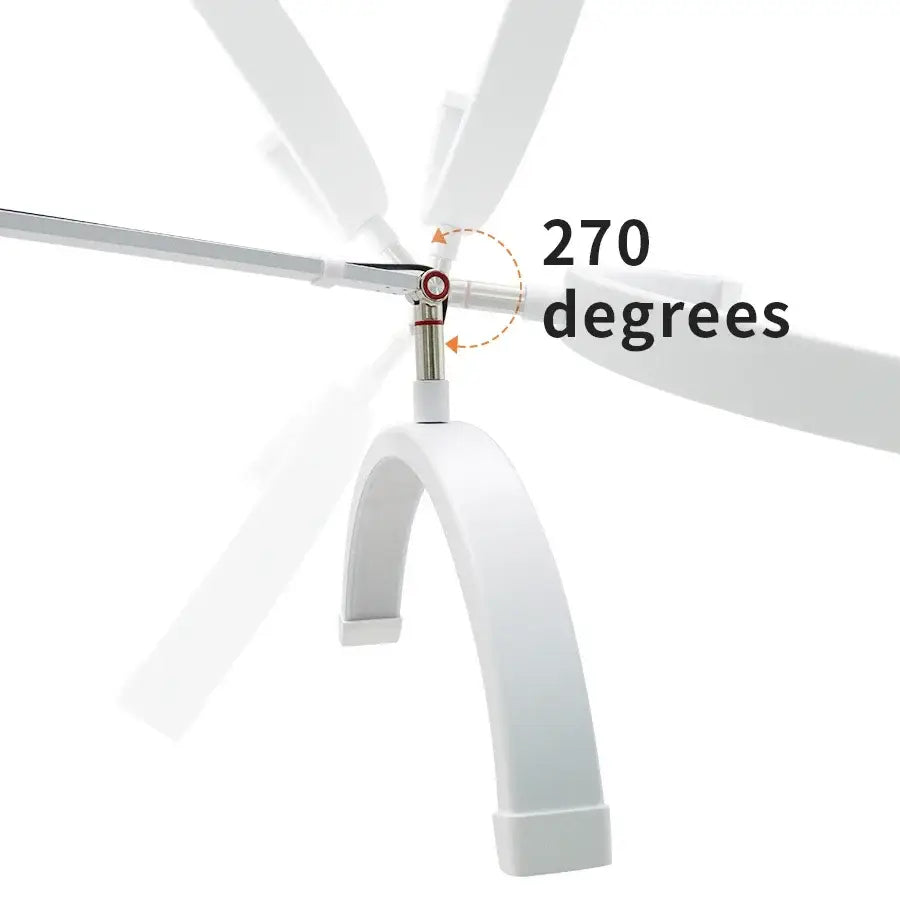 White plastic fan with central metallic pivot for 270-degree rotation in decorbites led moon beauty floor lamp