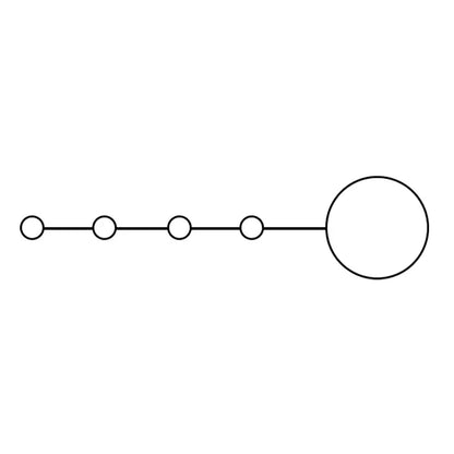 A minimalist line drawing of a chain with five circular links illustrating the decorbites led moon wall lamp design