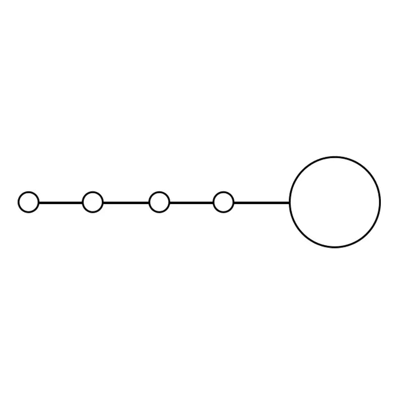 A minimalist line drawing of a chain with five circular links illustrating the decorbites led moon wall lamp design