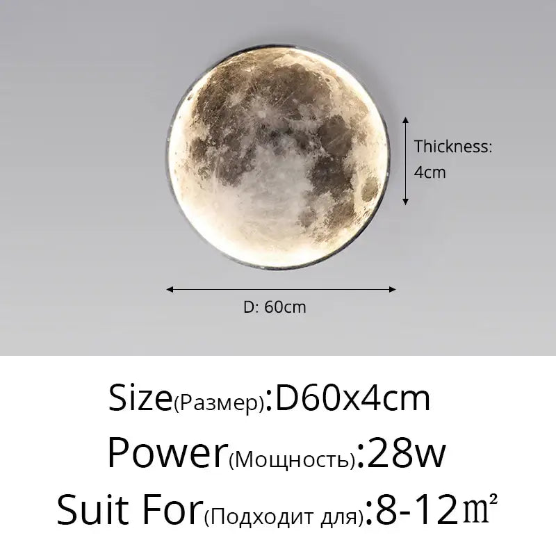 Circular decorbites led moon wall lamp with realistic beige and gray crater surface for bedroom and living room decor