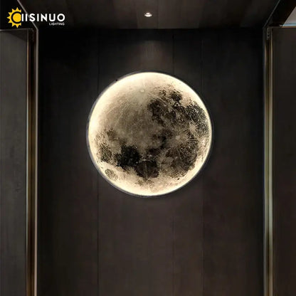 DecorBites led moon wall lamp with detailed craters in grayish-white finish for modern bedroom and living room decor