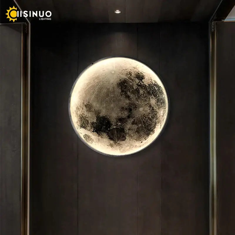 DecorBites led moon wall lamp with detailed craters in grayish-white finish for modern bedroom and living room decor