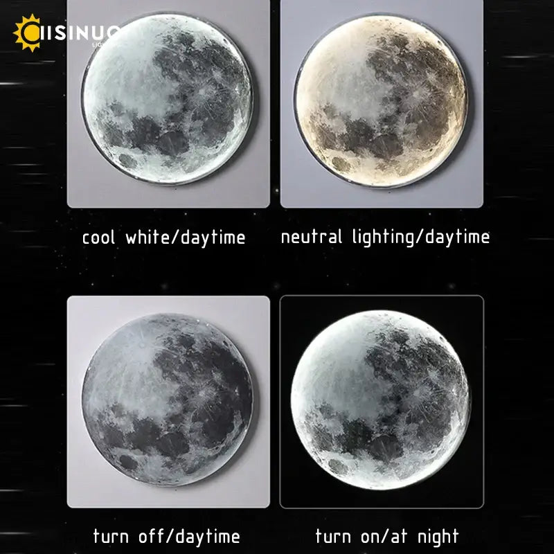 Decorbites led moon wall lamp with realistic lunar surface design and adjustable cool white and warm lighting modes