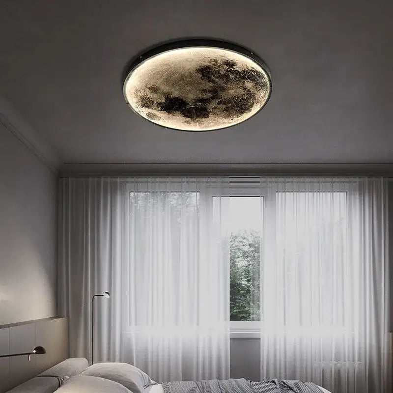 Circular decorbites led moon wall lamp with textured moon surface and subtle edge illumination for modern bedroom decor