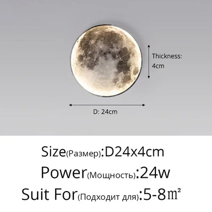 Circular decorbites led moon wall lamp designed as a detailed textured moon with realistic craters for modern decor
