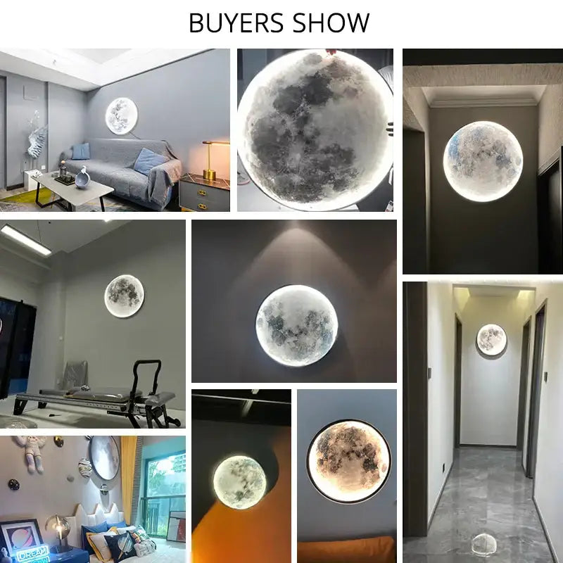 Circular decorbites led moon wall lamp with realistic cratered surface and soft glowing backlight for modern decor